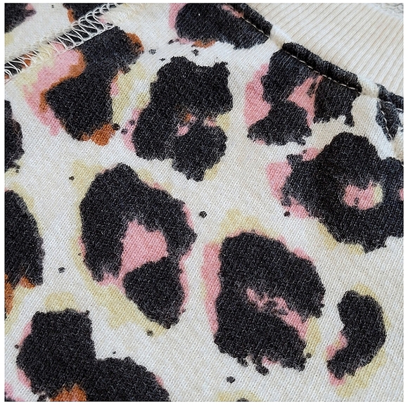 Mother The Square Leopard Print Sweatshirt Multicolored Cotton Crewneck Size S - Picture 3 of 17